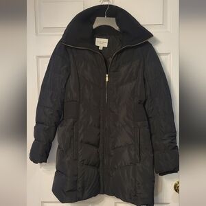 Cole Haan Down Filled Midi Parka Puffer Coat With Bib Front Size Large